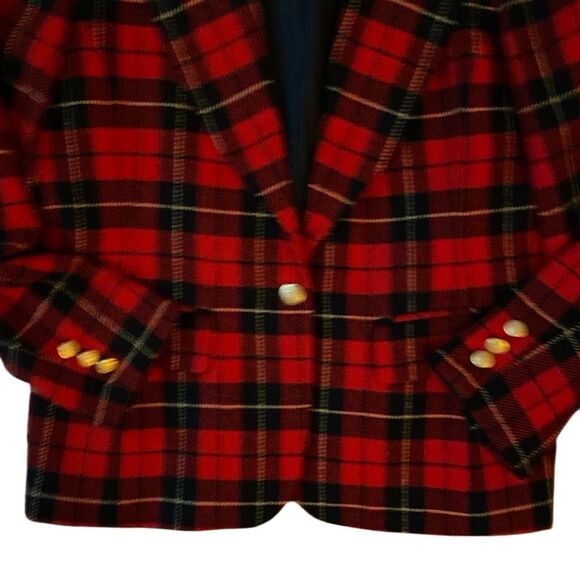 Vintage Pendleton Blazer Tartan Plaid Size 10 100% Wool Gold Buttons Jacket USA - Picture 4 of 7